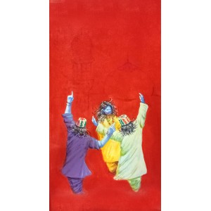 Hussain Chandio, 18 x 38 Inch, Acrylic on Canvas, Figurative Painting-AC-HC-263